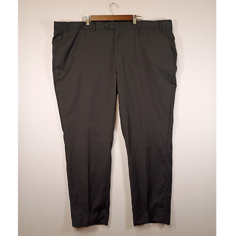 Dark Academia Pronto Uomo Mens 48 Charcoal Grey 100% Wool Pleated Dress Pants